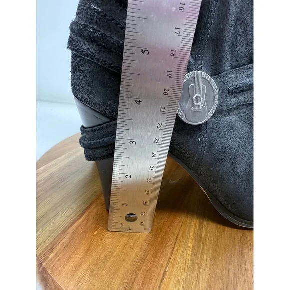 Miranda Lambert Black Suede‎ Leather Guitar Ankle Booties Women's Size 10M - Picture 12 of 12